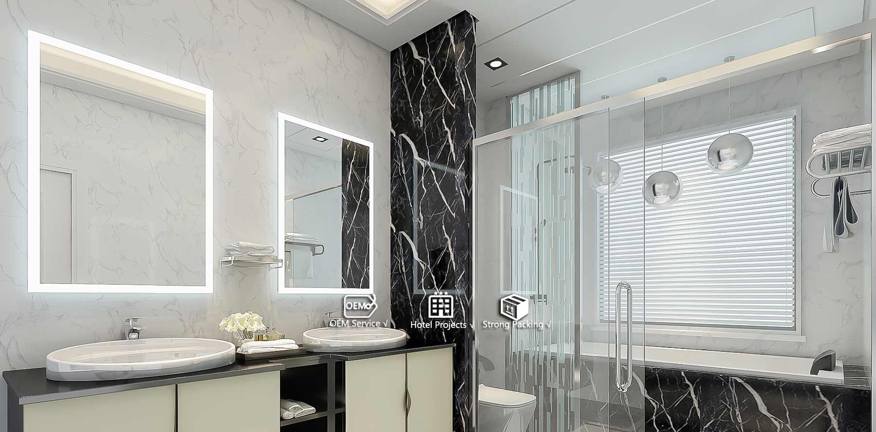 Frameless Decorative Bathroom Vanity Wall Mirrors